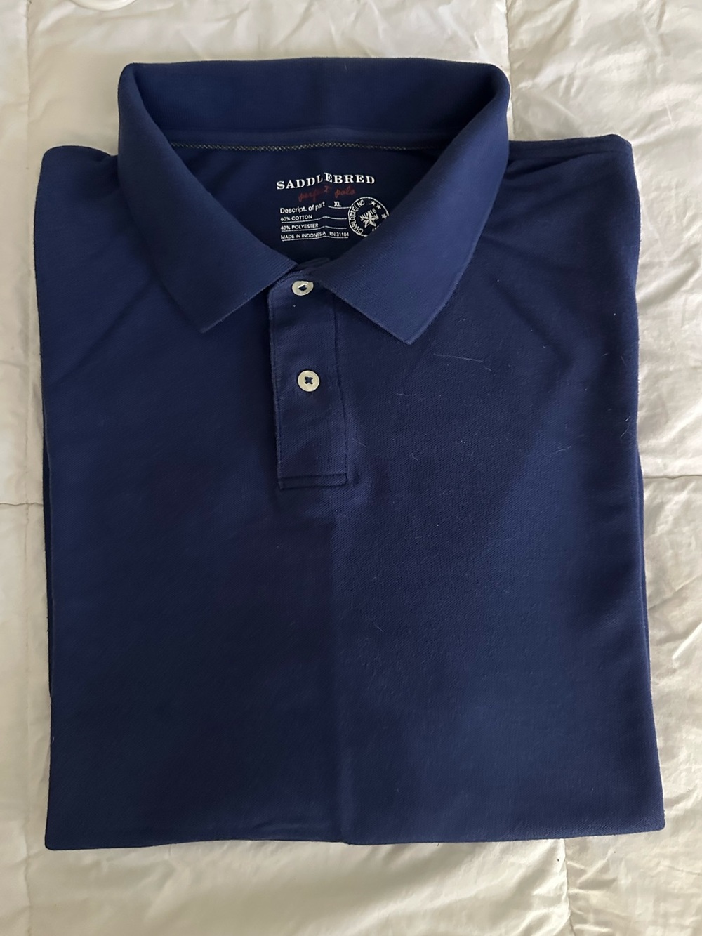 Saddlebred Navy Blue Pique Knit Men's Short Sleeve Perfect Polo Shirt XL